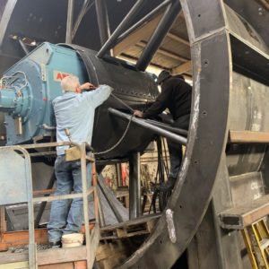 A man working on a turbine